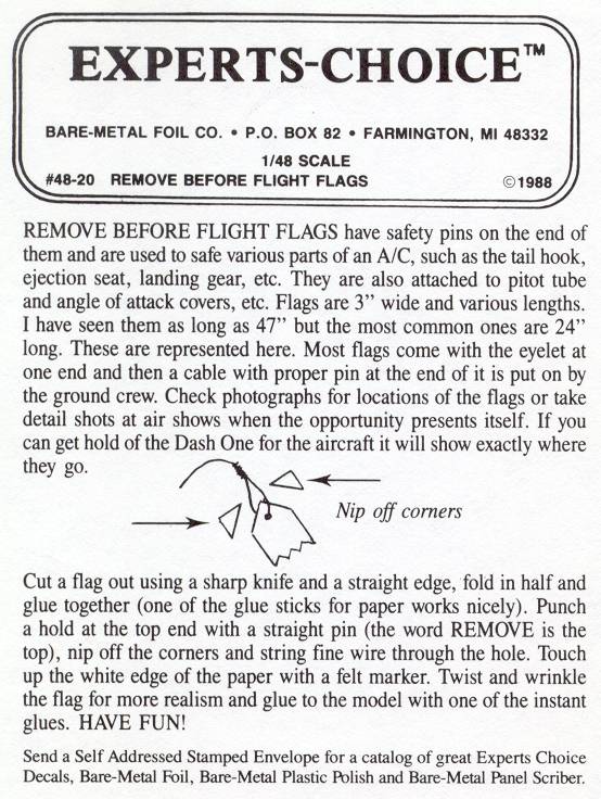 48-20 REMOVE BEFORE FLIGHT FLAGS
