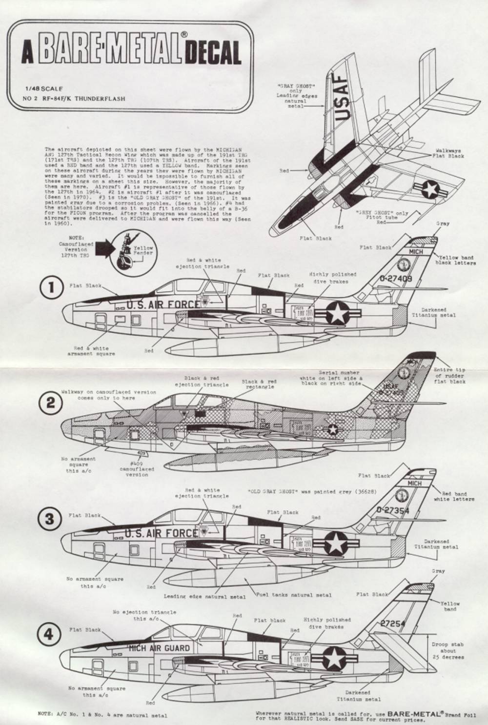 48-2 DECAL F-84F, 191TRG,127 TRG