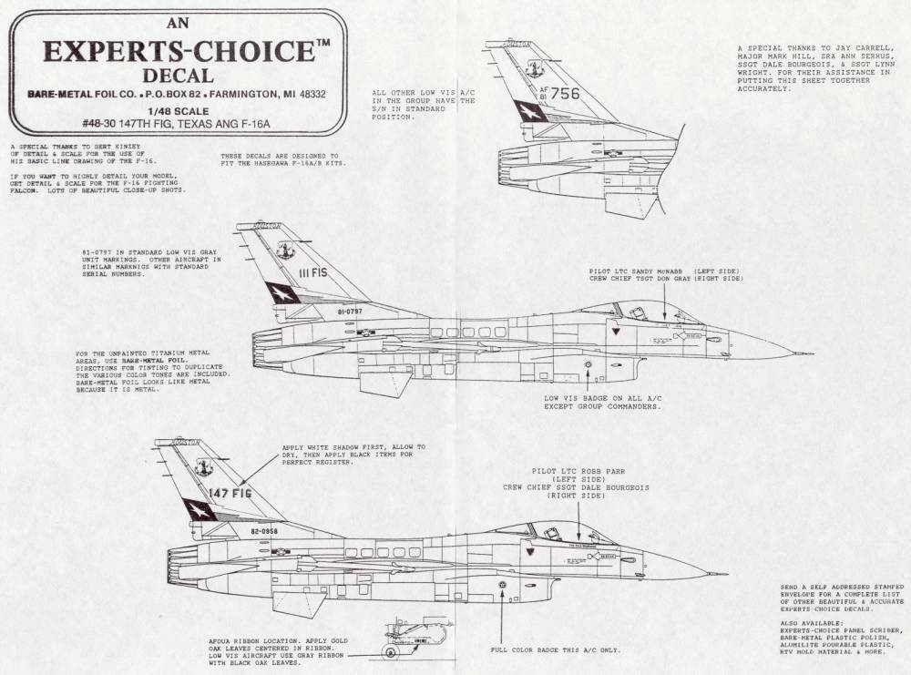 48-30 DECAL F-16 TEXAS ANG