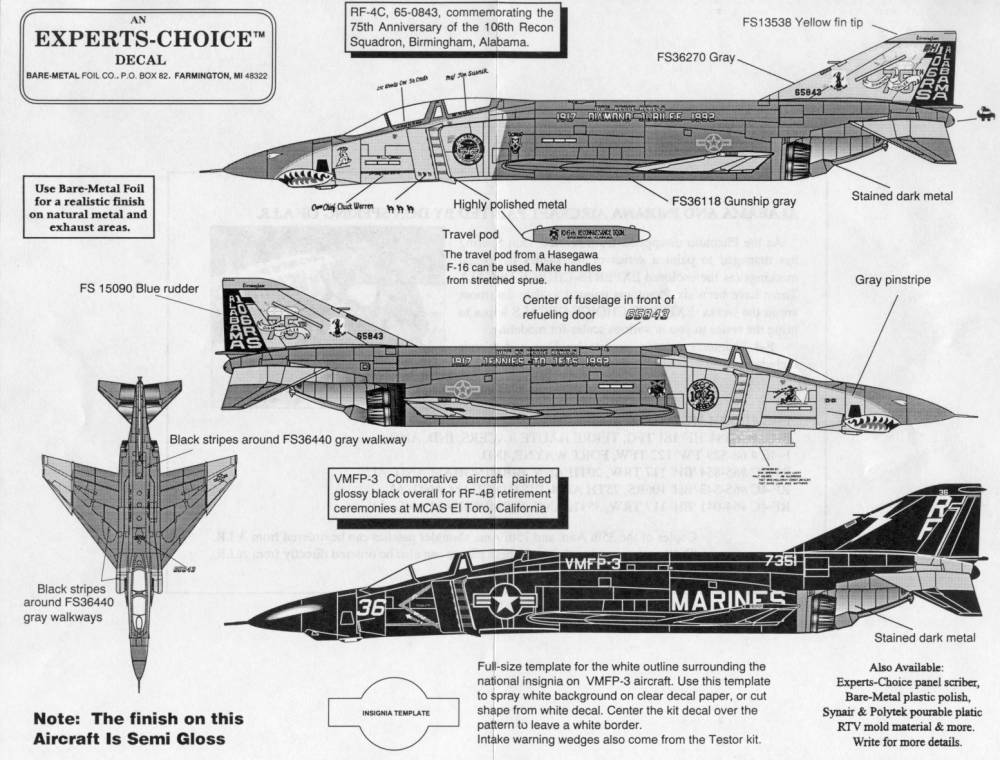 48-47 RF-4C AL ANG, 75TH ANNIV. 106TH RS, MARINE VMFP-3