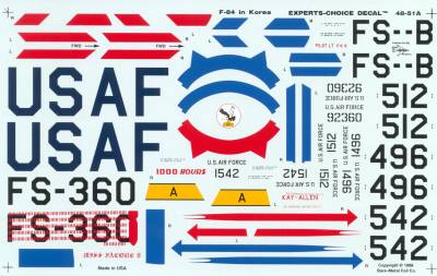 48-51 DECAL F-84E/G 1/48 SCALE