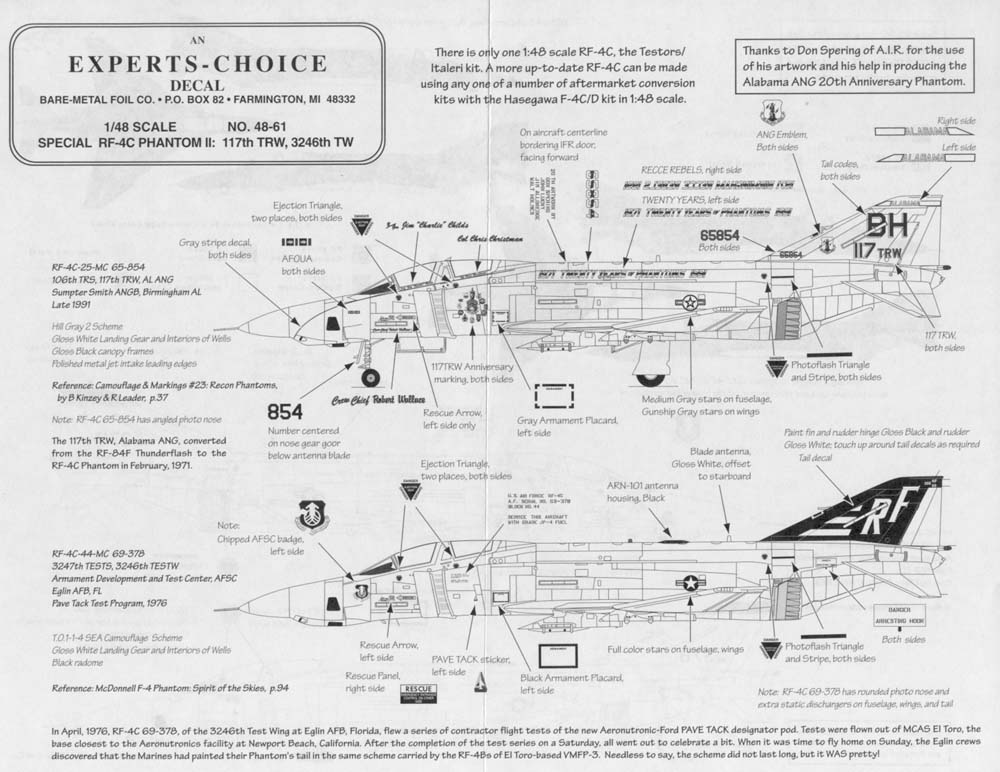 48-61 RF4-C 117TRW AL ANG 20th Anniv.