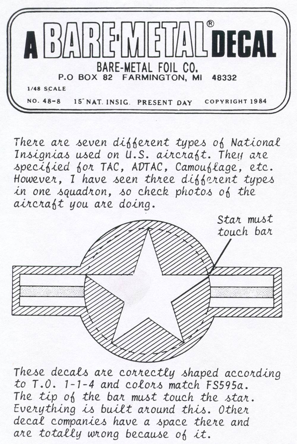 48-8 DECAL U.S. NATIONAL INSIGNIA